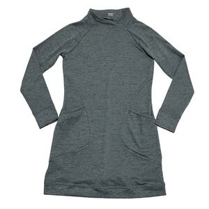 Toad & Co Charcoal Heather Mock Neck Long Sleeve Athletic Dress Women's Medium